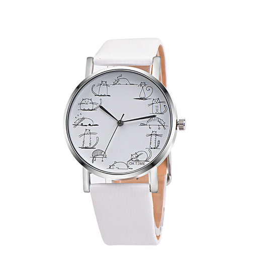 The Happy Cat Shop | Katten horloge wit "Cat Time"