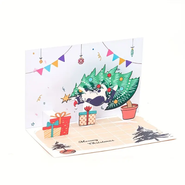 The Happy Catshop | Pop-up katten kerstkaart "Kat in de kerstboom"