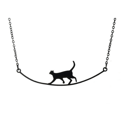 Ketting Zwart “Kat in balans”