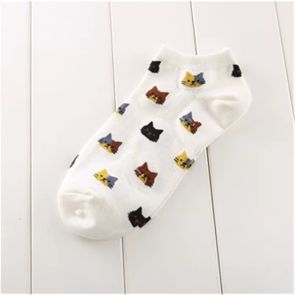 Katten sneaker sokken 5 paar “Kattenkoppen”
