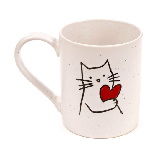Mok met Kat en Hart – 500 ml Stoneware