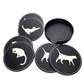 Katten onderzetters zwart met witte kat silhouet