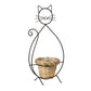 The Happy Cat Shop | Katten plantenhouder zwart met rotan mandje