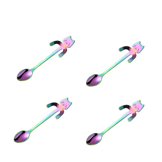 Katten theelepel Regenboog "Just Chilling" | 4 stuks