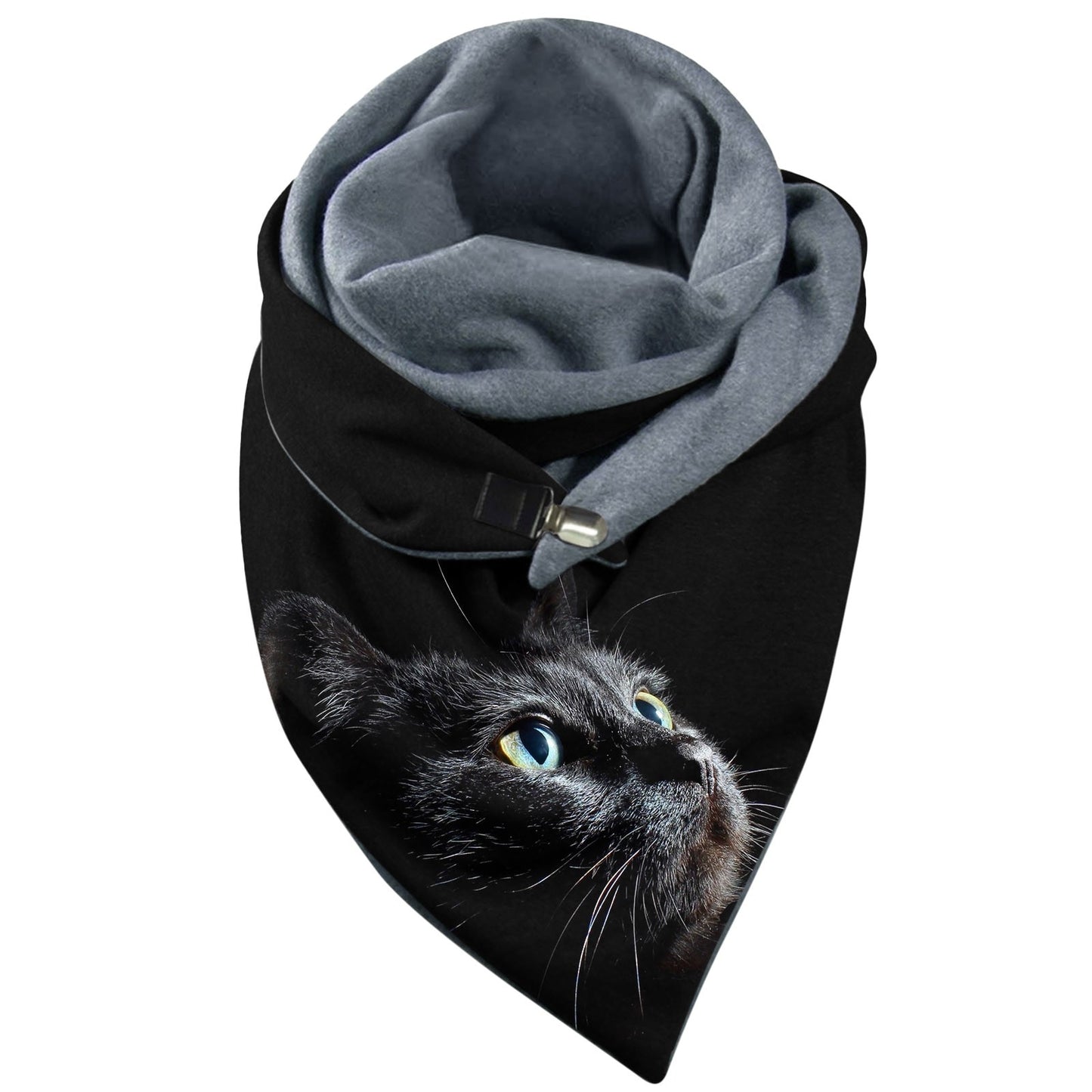The Happy Cat Shop | Katten wikkelsjaal "Zwarte kat met blauw-groene ogen"