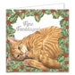 Katten kerstkaarten 10 stuks | Rode kat tussen hulst – Kitten met kerstmuts