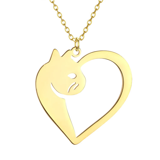 Ketting kat met half hartje goud "Thira"