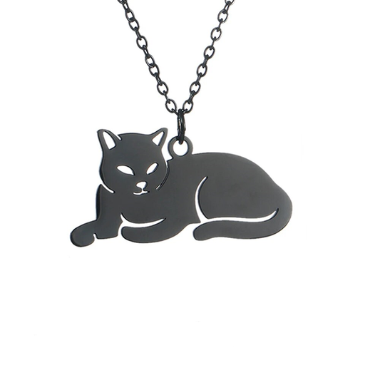 Kattenketting liggende kat | Zwart