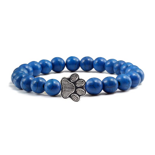 Kralen armband met kattenpootje | Donkerblauw