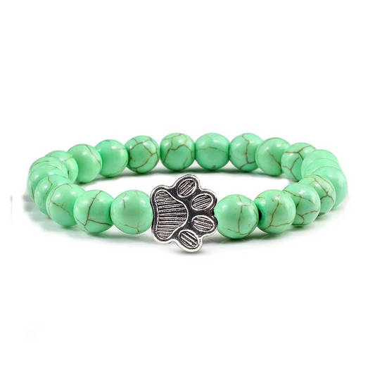 Kralen armband met kattenpootje | Lichtgroen