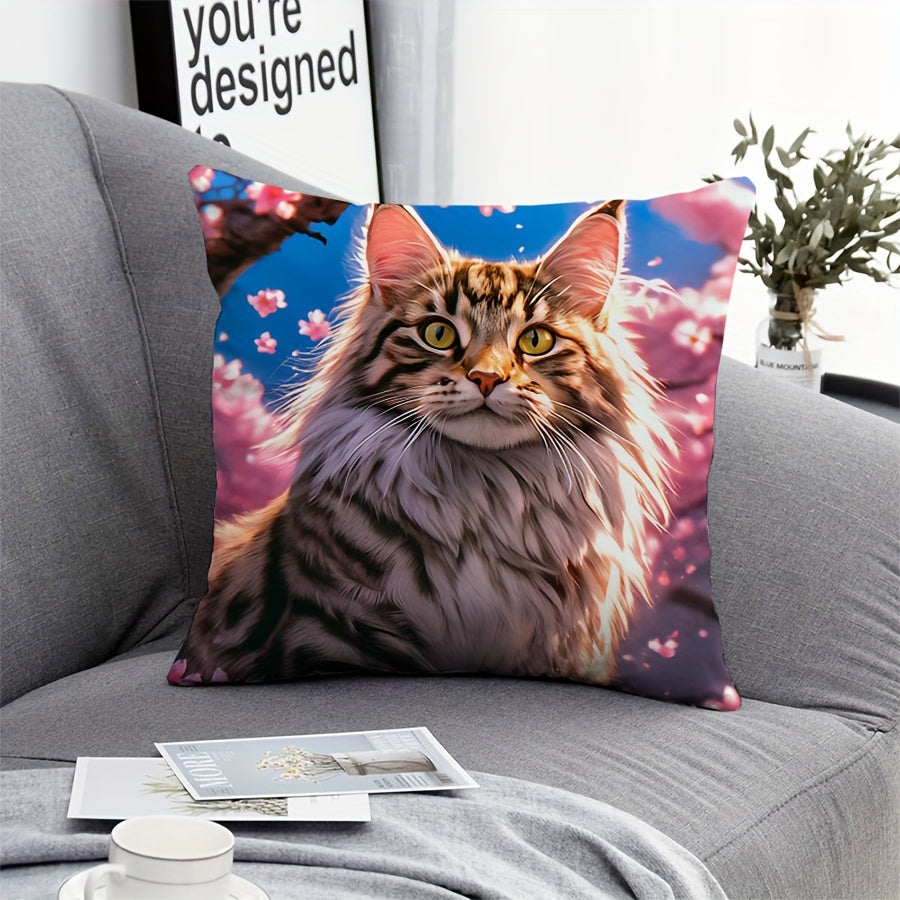 Maine Coon kat kussenhoes – Roze bloesem