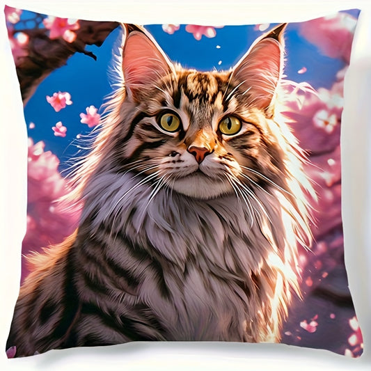 Maine Coon kat kussenhoes – Roze bloesem