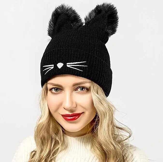 The Happy Cat Shop | Black Cat beanie/muts | Zwart