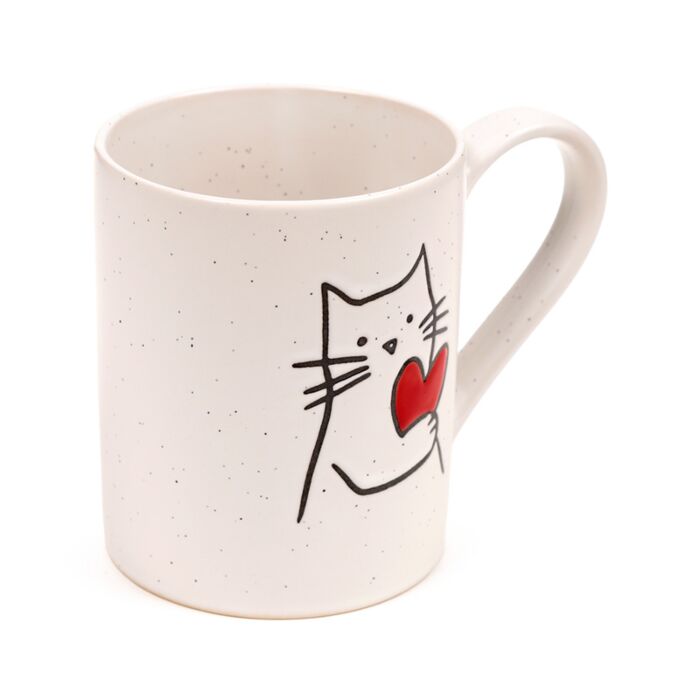 Mok met Kat en Hart – 500 ml Stoneware