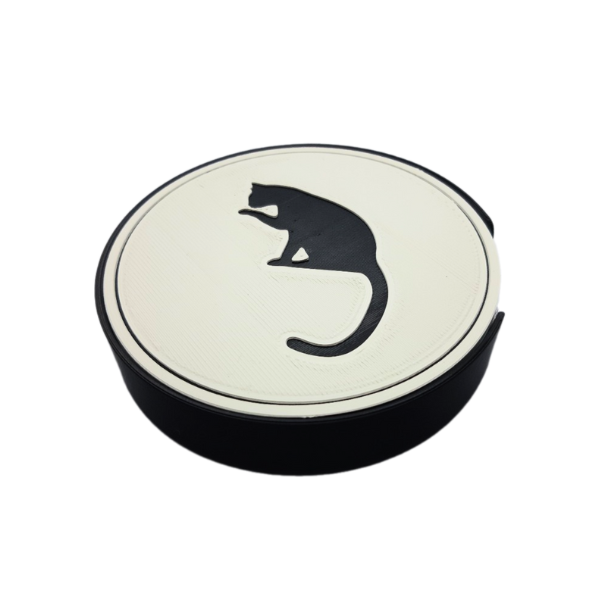 Katten onderzetters wit met zwarte kat silhouet