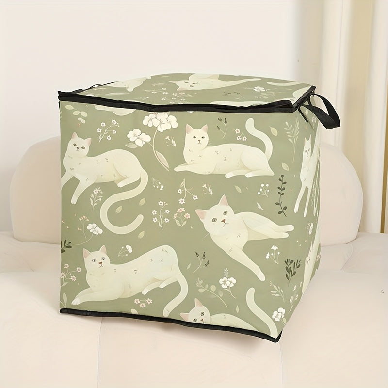 Opbergzak groen met witten katten | PRE-ORDER