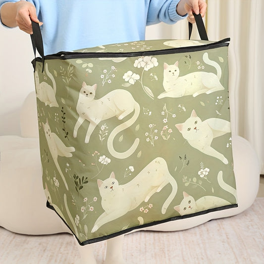 Opbergzak groen met witten katten | PRE-ORDER