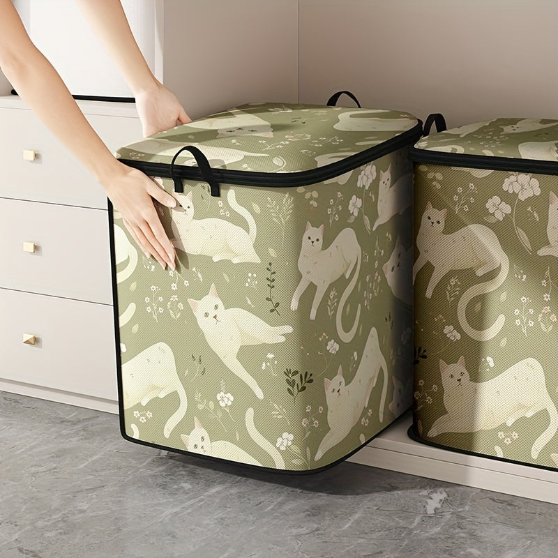 Opbergzak groen met witten katten | PRE-ORDER