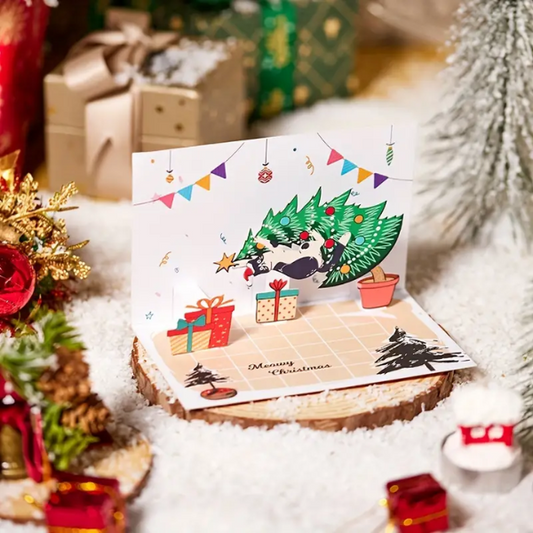 The Happy Catshop | Pop-up katten kerstkaart "Kat in de kerstboom"