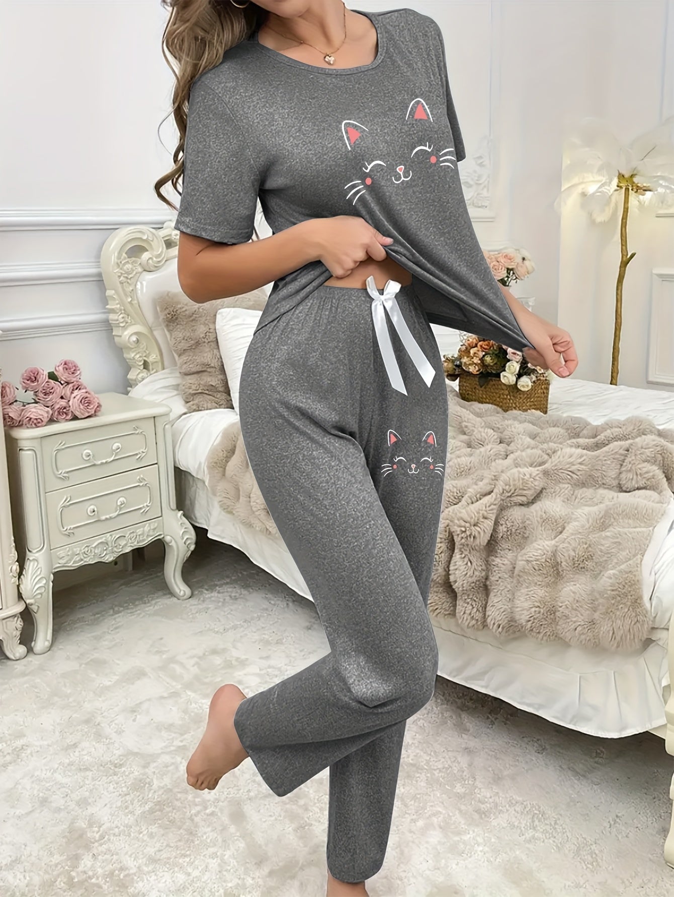 Katten pyjama 3-delig grijs “Zoet Snoetje” | PRE-ORDER