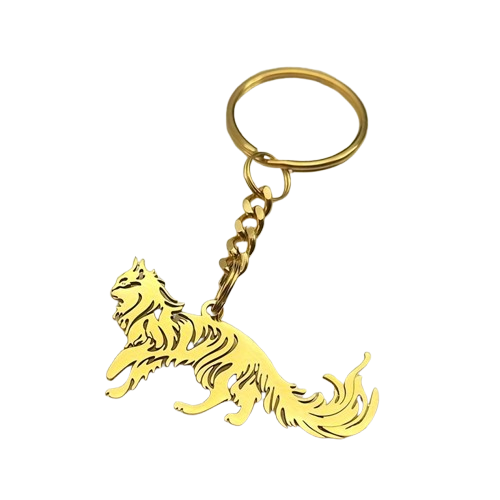Sleutelhanger kat Maine Coon silhouet Goud