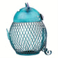 Spaarpot in kat vorm, blauw groen metaal