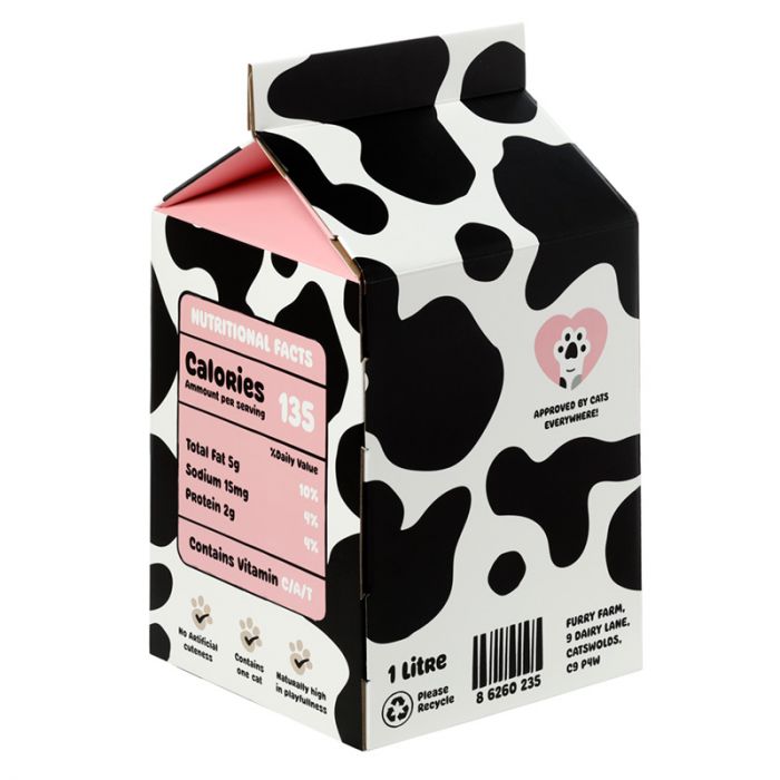 The Happy Catshop | Katten speelhuis karton "Melkpak met koeienvlekken"