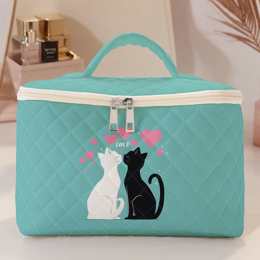 Make-up tas – toilettas turquoise “Kattenliefde” | PRE-ORDER