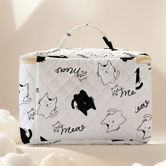 Make-up tas – Toilettas zwart wit katten “Meow” | PRE-ORDER