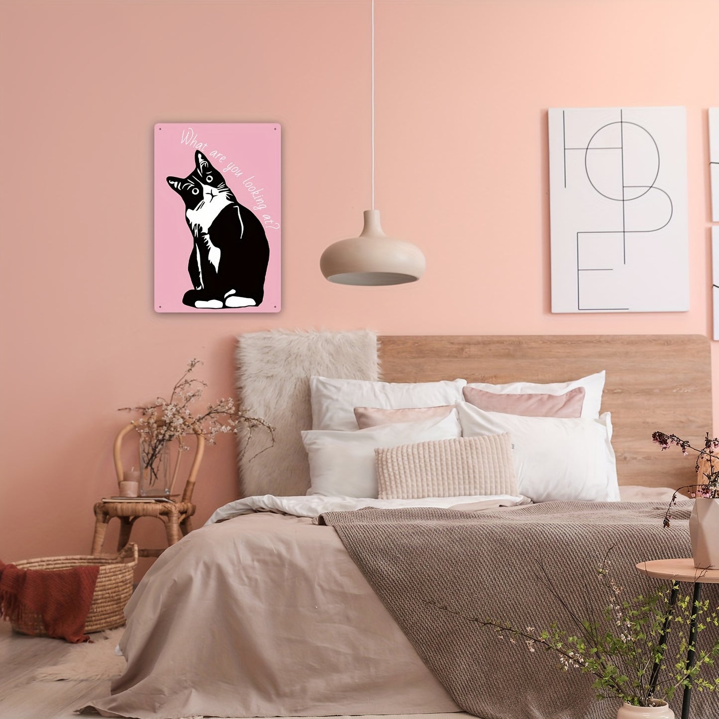 Metalen wandbord Tuxedo kat “What are you looking at?”