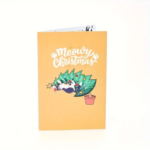 The Happy Catshop | Pop-up katten kerstkaart "Kat in de kerstboom"