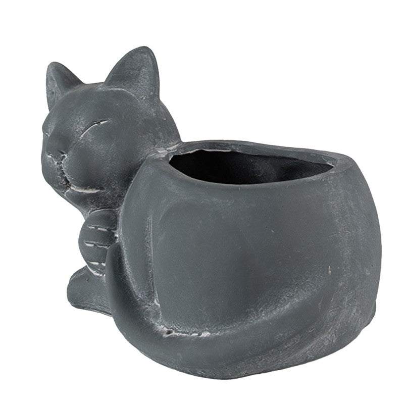 Katten plantenbak grijs "Slapende kat"