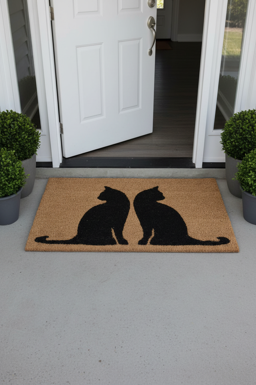 Katten deurmat kokos “Cat Duo” 80x50 cm
