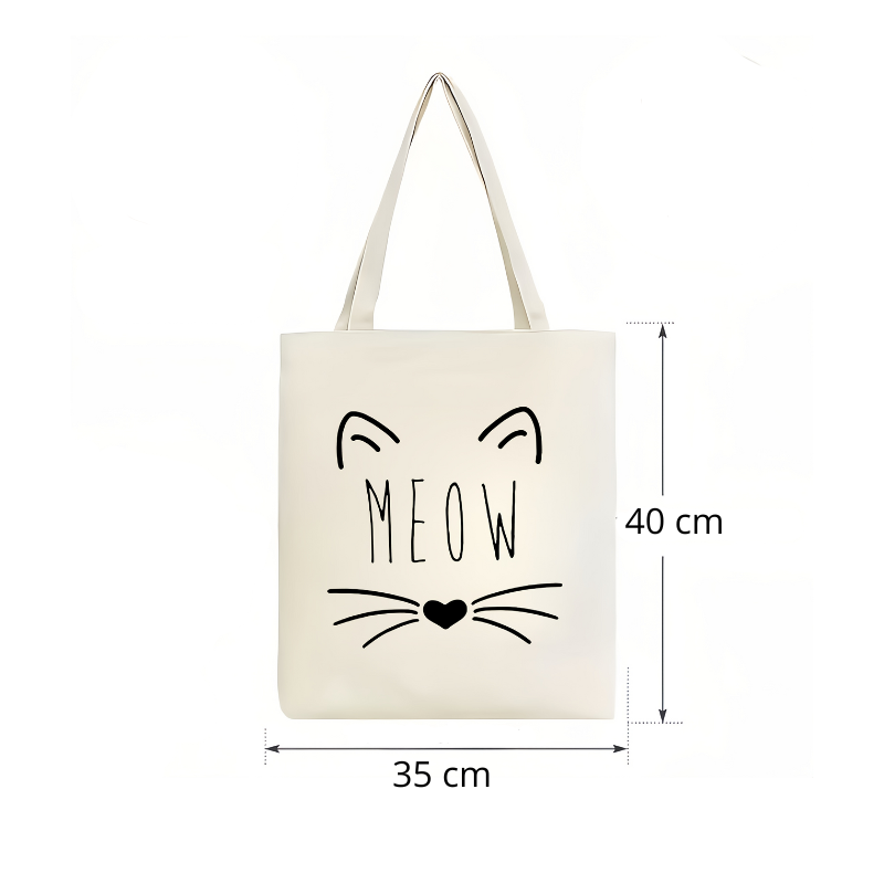 Katten tas – tote bag "Meow" | Wit