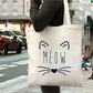 Katten tas – tote bag "Meow" | Wit