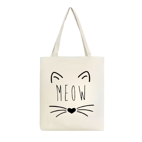 Katten tas – tote bag "Meow" | Wit