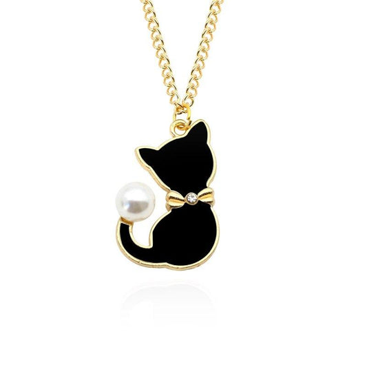 Katten ketting emaille "Black Beauty"