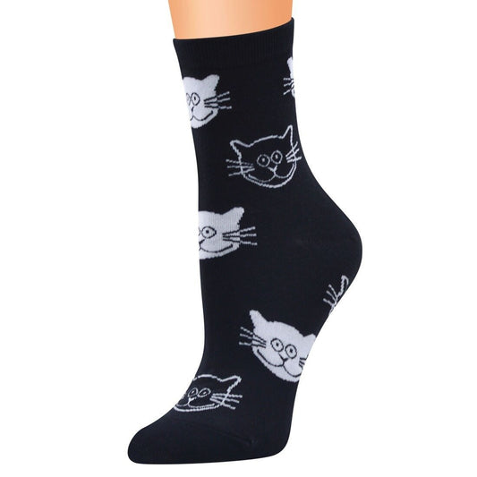 Katten sokken met kattenkoppen | Zwart