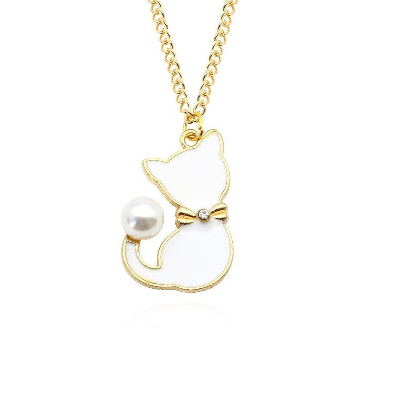 Katten ketting emaille "Witte poes"