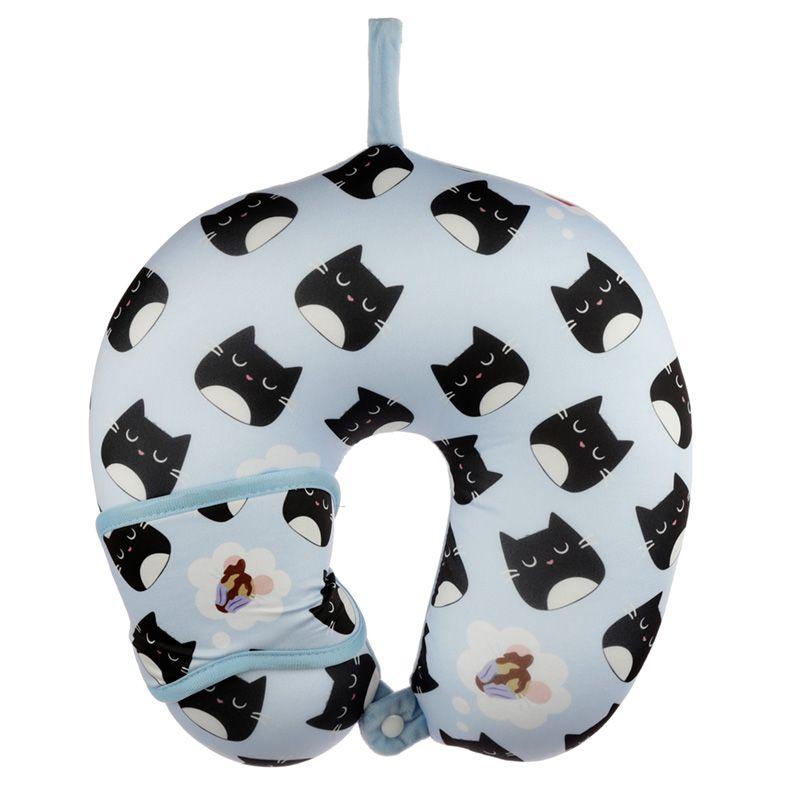 Katten reiskussen & slaapmasker set | Lichtblauw