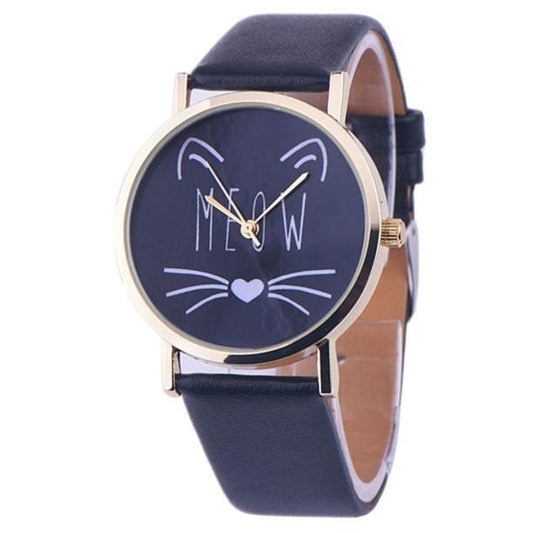 Katten horloge "Meow" | Zwart