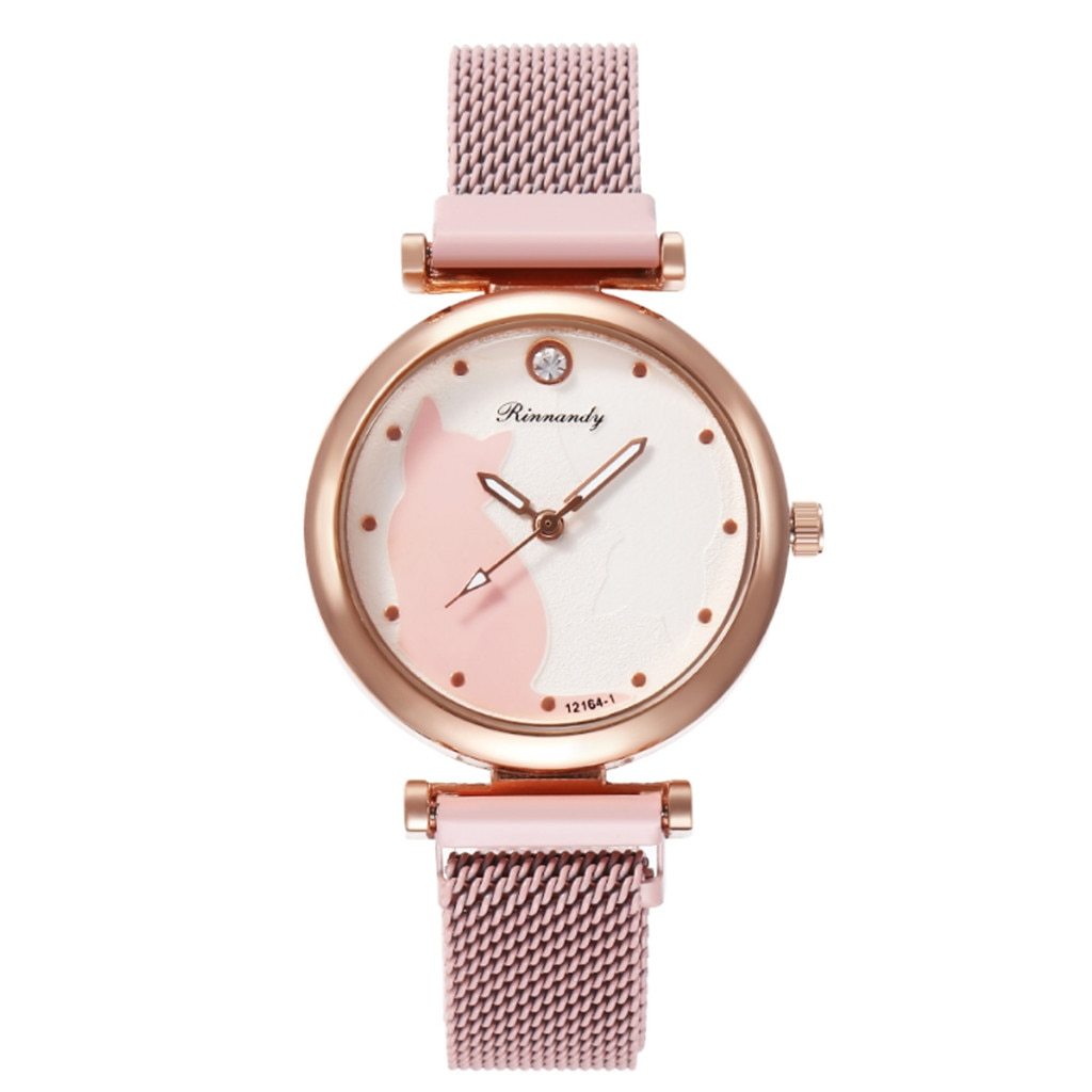 Katten horloge magneetsluiting roze