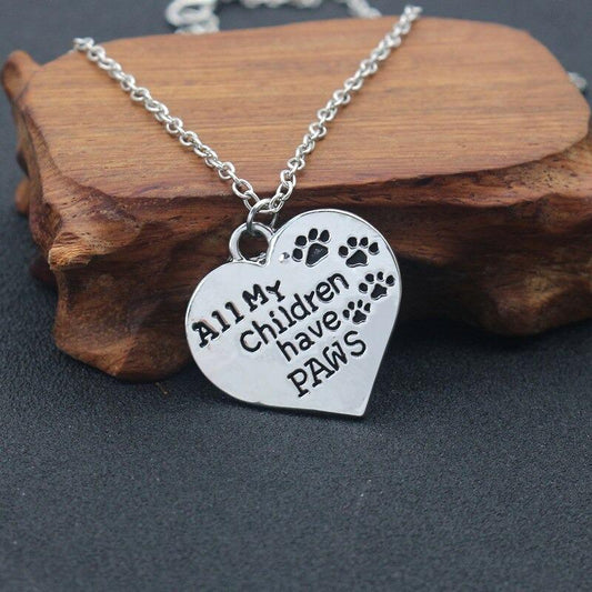 Katten ketting zilver "All my children have paws"