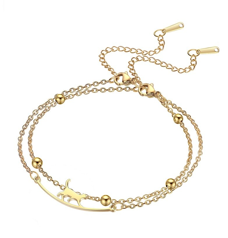 Dubbele armband goudkleurig “Kat in balans”