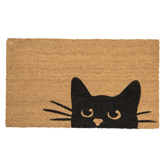 Kokos deurmat “Zwarte Kiekeboe kat”