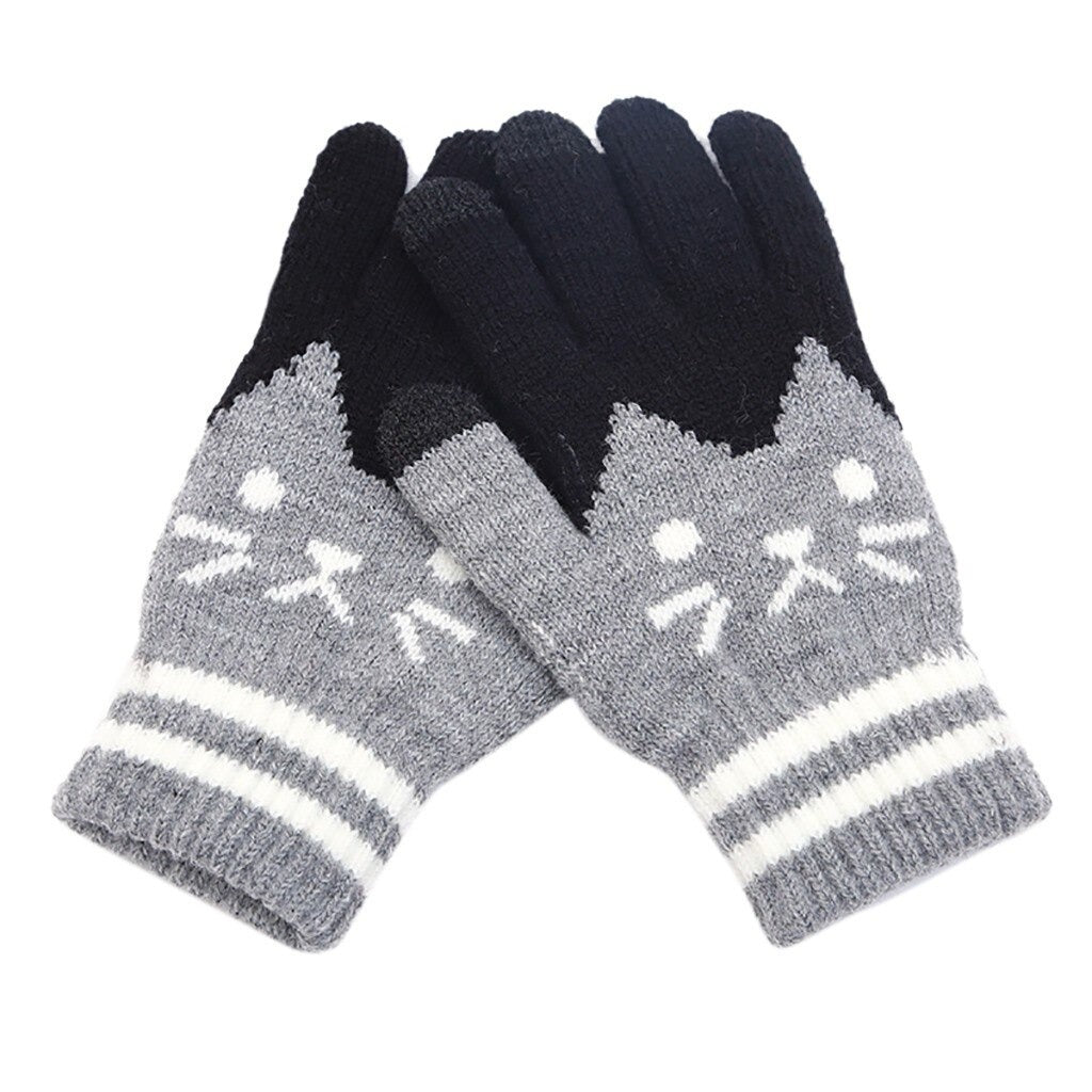 Katten handschoenen | Touchscreen grijs met zwart