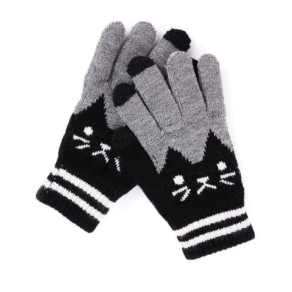 Katten handschoenen | Touchscreen Zwart met grijs