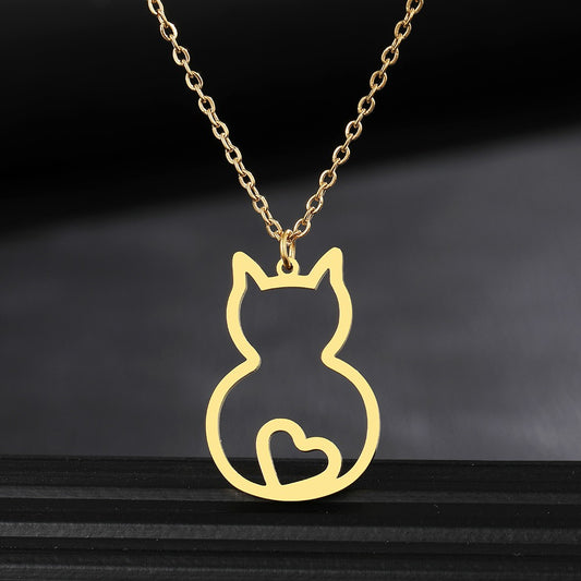 Ketting hart in kat goud "Charmy"