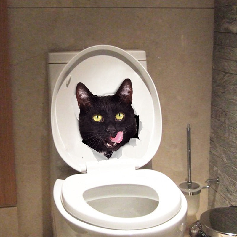 3D sticker zwarte kat met tong "Blacky"