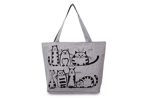 The Happy Cat Shop | Katten strandtas / shopper | Grijs😻